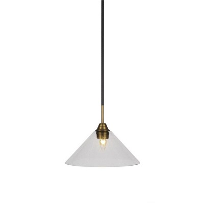 Toltec Lighting Paramount 1 - Light Pendant in  Matte Black/Brass with 12" Clear Bubble Shade