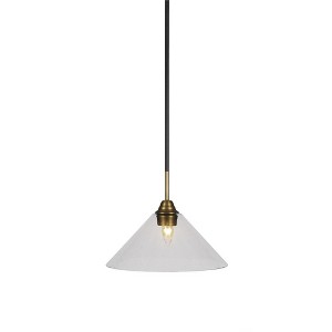 Toltec Lighting Paramount 1 - Light Pendant in  Matte Black/Brass with 12" Clear Bubble Shade - 1 of 1
