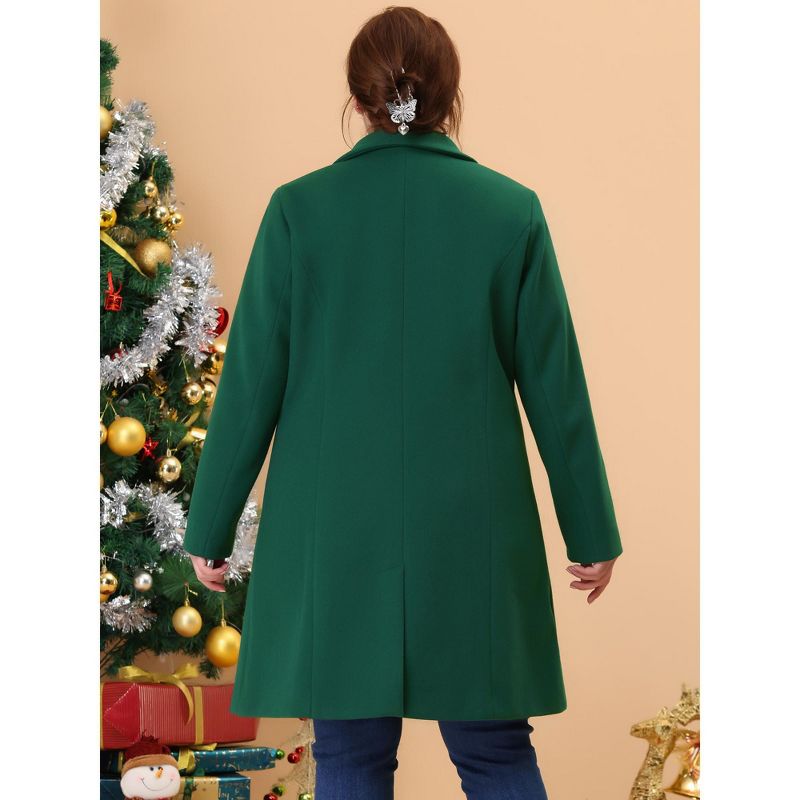 Agnes Orinda Women's Plus Size Winter Notched Lapel Single Breasted Pea Coat, 5 of 7