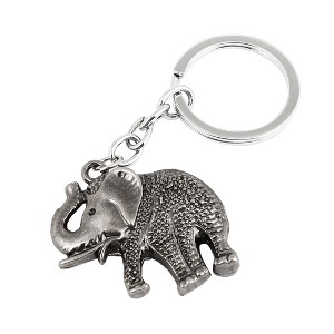Unique Bargains Metal Elephant Shaped Pendant Keyring Key Holder 9cm Length Gray 1 PC - 1 of 4