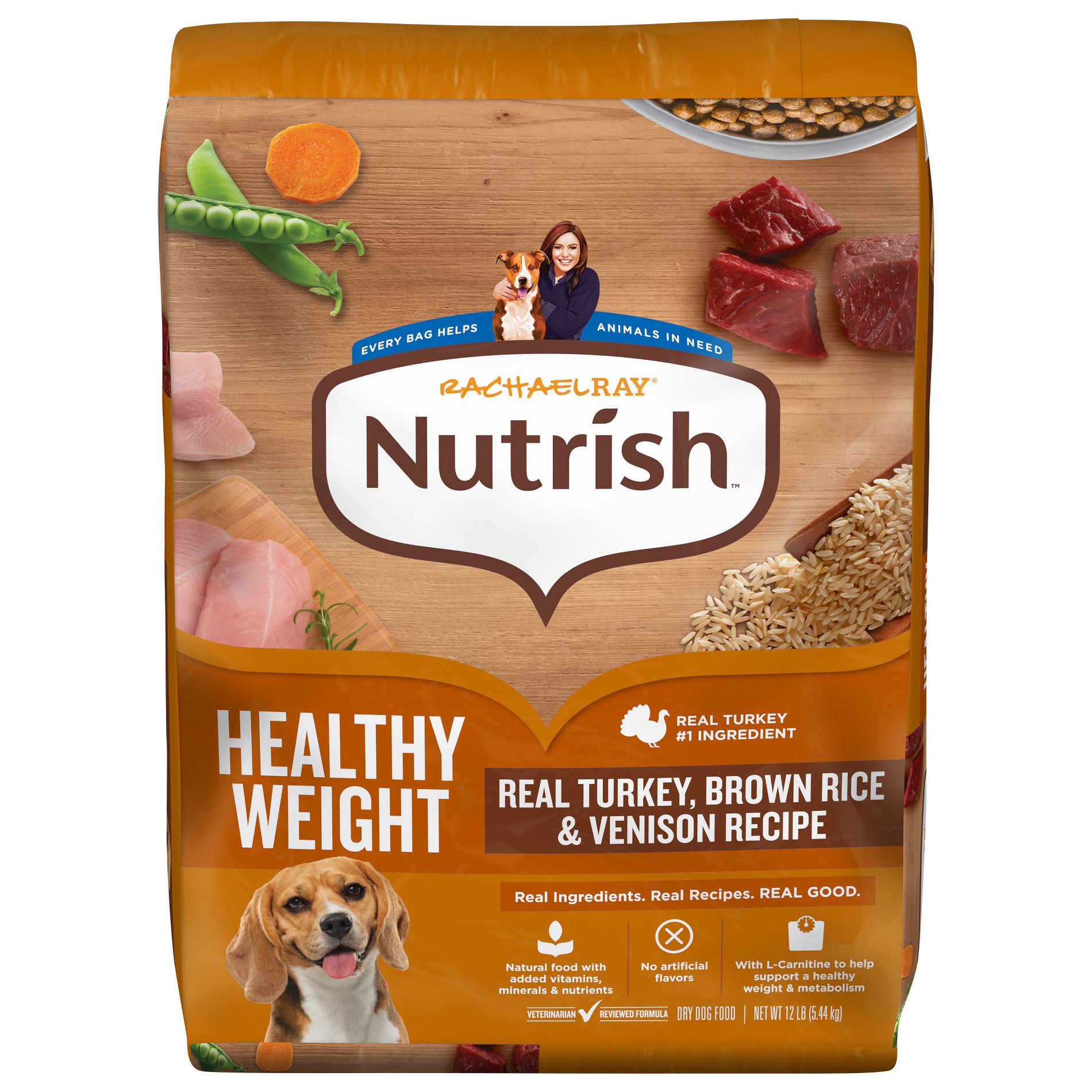 Rachael Ray Nutrish Healthy Weight Turkey, Brown Rice and Venison Recipe Dry Dog Food - 12lbs