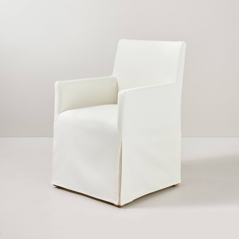 Cotton duck short dining chair online slipcover