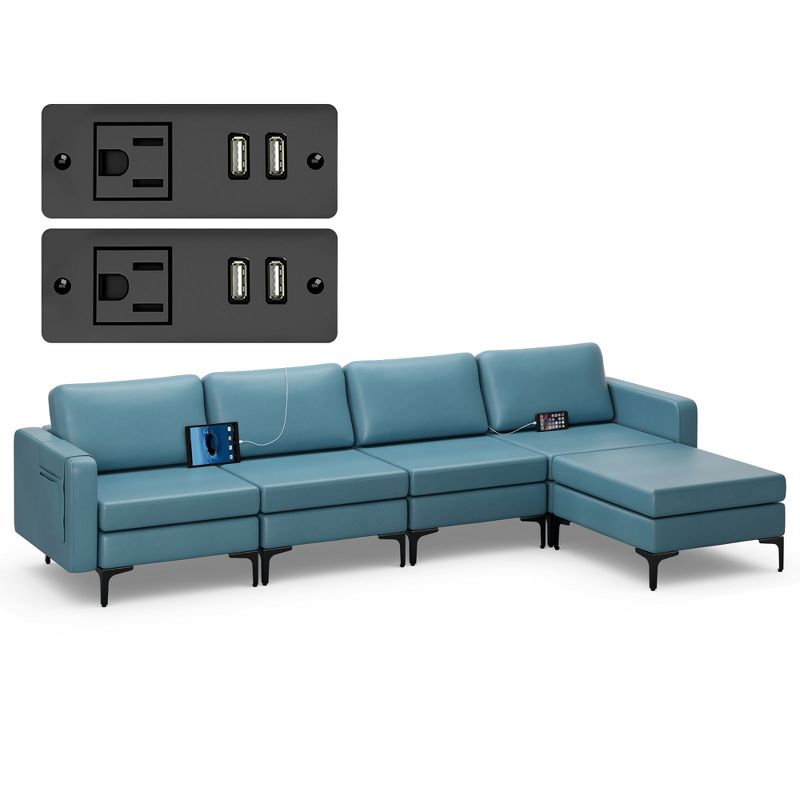 Costway Modular L-shaped Sectional Sofa w/ Reversible Chaise & 4 USB Ports, 1 of 11