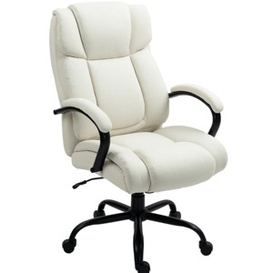 TopComfy Accent Chairs Executive Office Chair with Plush Padding Adjustable Design and Rolling Wheels Soft Chair for Office, White, 31.5"*28.5"*46.5" - 1 of 4