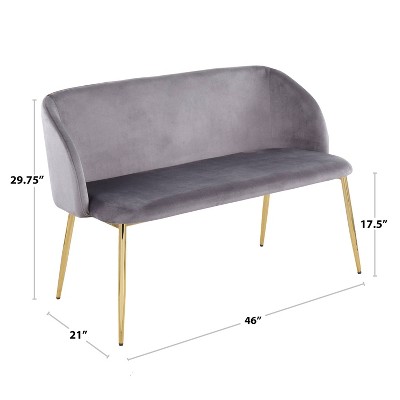 Glamorous White Velvet Curved Bench with Gold-Tone Legs