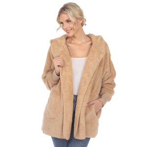 Women's Plush Hooded Cardigan with Pockets - White Mark - 1 of 4