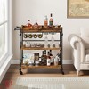 3 Tier Bar Cart Bar Cart with Wheels Rolling Cart with Wine Rack and Glasses Holder, Industrial Serving Cart with Removable Tray - 3 of 4