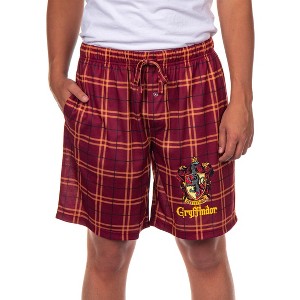 Harry Potter Pajamas Mens' Hogwarts House Crest Plaid PJ Lounge Shorts - 1 of 4