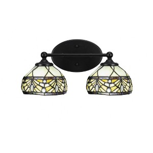 Toltec Lighting Capri 2 - Light Vanity in  Matte Black with 7" Royal Merlot Art Glass Shade - 1 of 2