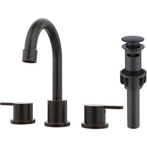 PAGED Widespread Bathroom Faucet 8 Inch Lavatory Faucet with 360°Swivel Spout and Pop Up Drain Assembly, 3 Hole Faucet for Bathroom - 1 of 4