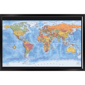 Trends International Map - World Time Zones Framed Wall Poster Prints - 1 of 4