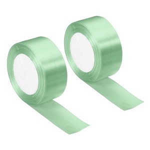 Unique Bargains Single Side Solid DIY Wrapping Decoration Roll Satin Ribbons 2 Pcs - 1 of 4