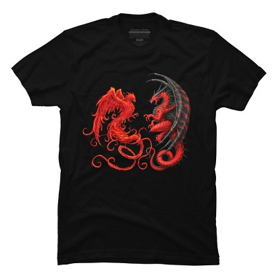 Men's Design By Humans Phoenix vs Dragon By chriskar T-Shirt