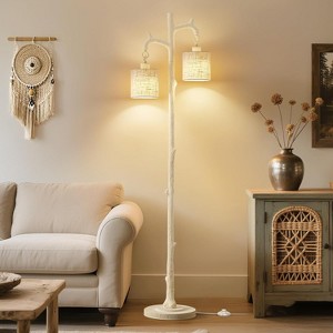 GTCLIGHTING Floor Lamp for Living Room - 69" Rustic Farmhouse Tree Trunk Tall Lamp - Country Vintage Reading Light with Linen Shade for Bedroom - 1 of 4