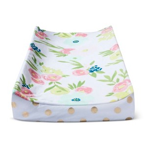 Plush Changing Pad Cover Floral - Cloud Island Gold, Pink