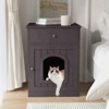 SEVOBAL Wooden Pet House Cat Litter Box Enclosure with Drawer, Side Table, Indoor Pet Crate, Cat Home Nightstand, Brown(18.9"*20.9"*25") - 4 of 4