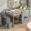Bellemave Twin Size Low Loft Bed with Stairs, Kids Loft Bed with Storage,Solid Wood Twin Loft Bed Frame  for Boys, Girls, Gray - 3 of 4