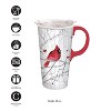 Evergreen Ceramic Travel Cup 17oz. ,withbox and Tritan Lid Perching Cardinal - 3 of 4
