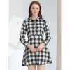 INSPIRE CHIC Women's Plaid Button Down Cotton Mini A-Line Shirt Dress - 3 of 4