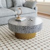 32.5" Round Metal Coffee Table with 2 Spacious Drawers - Mid-Century Modern Accent Table for Small Spaces, Living Room & Home Office - 4 of 4