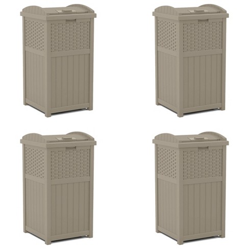 Suncast Wicker Resin Outdoor Hideaway Trash Can With Latching Lid For Use  In Backyard, Deck, Or Patio, Dark Taupe : Target