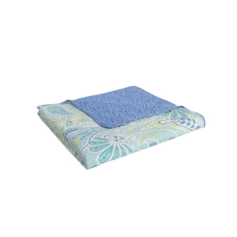 Queen Harmony Reversible Paisley Quilt Set Blue - VCNY, 6 of 10