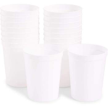 Juvale 16-Pack Reusable Plastic Cup Party Tumblers Stadium Cups, White, 16 oz