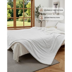 Machine Washable Heated Electric Throw, Soft Flannel Waffle Fast Heating Blanket for Couch/Bed, Heating Levels & Auto Off - 1 of 4