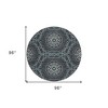 Charcoal Gray And Ivory Floral Medallion Washable Indoor Outdoor Area Rug - 3 of 4