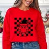S.W.Smiley Checkered Christmas Wink - Women's Graphic Sweatshirt - 3 of 4