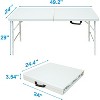4FT Portable Folding Table with Handle – Heavy Duty Plastic, Adjustable Height, Waterproof, 220LBS Capacity, Foldable Table - 2 of 4