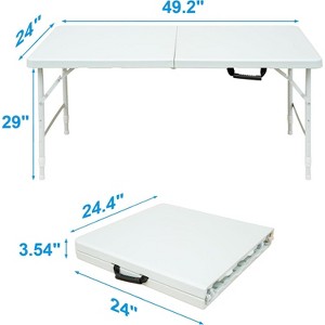 Folding Table, 4 Ft Adjustable Height Plastic Foldable Table, Portable Fold-In-Half Table with Handle, Lightweight Camping Table - 1 of 4
