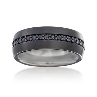 Ross-Simons Men's 1.00 ct. t.w. Black Sapphire Eternity Wedding Ring in Tungsten Carbide