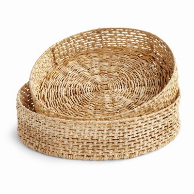 Plum & Post Juliet Abaca Round Trays, Set of 2