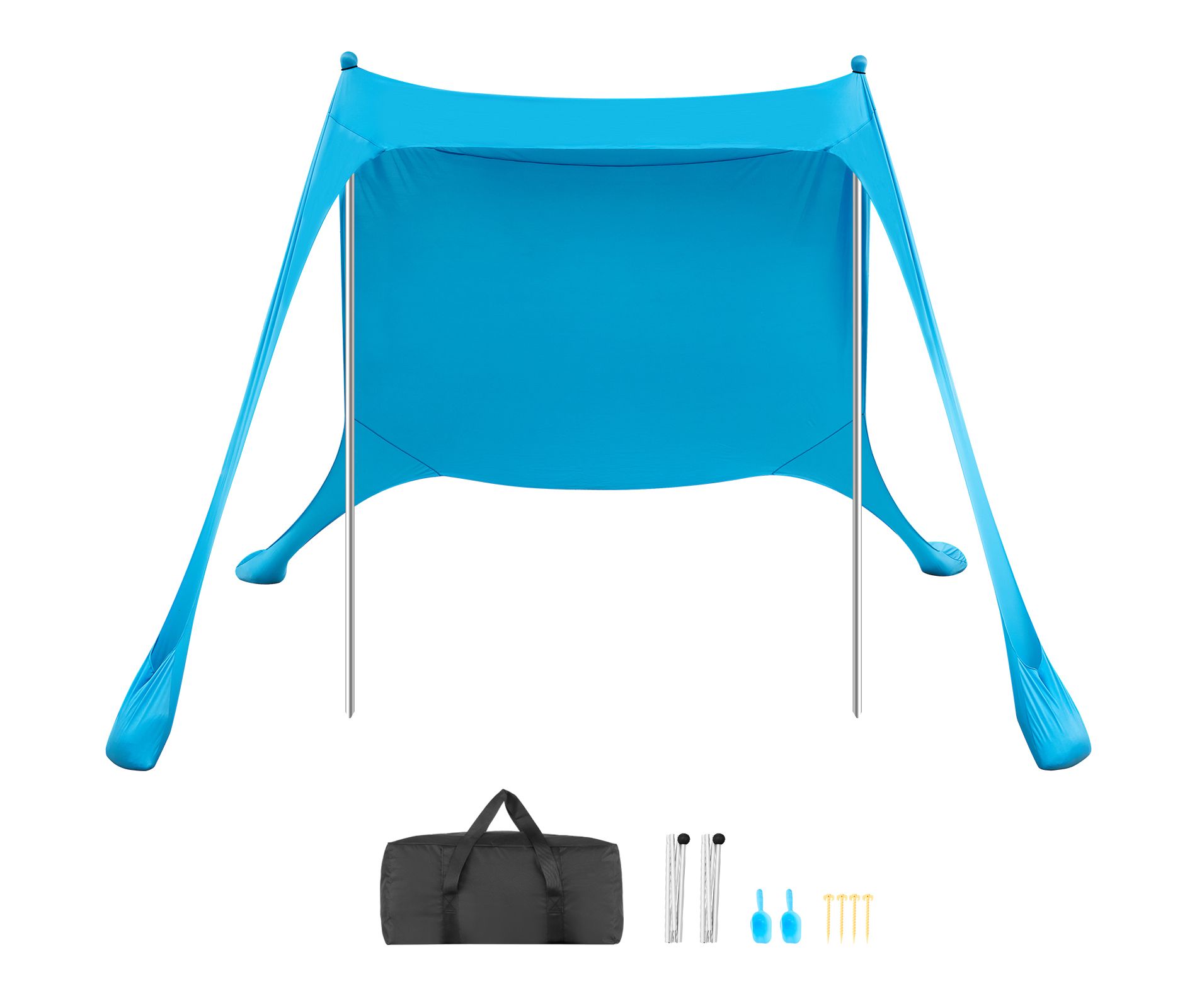 VEVOR Beach Tent Sun Shelter, UPF50+ Sun Protection, 6.6 ft Tall, 7.5x7.5 ft, Easy Pop Up Beach Canopy with Sandbags, Stability Poles, Blue
