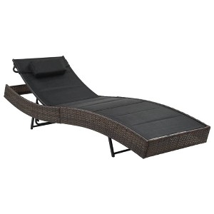 vidaXL Sun Lounger Poly Rattan and Textilene Brown - 1 of 4
