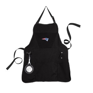 Evergreen New England Patriots Black Grill Apron- 26 x 30 Inches Durable Cotton with Tool Pockets and Beverage Holder - 1 of 1