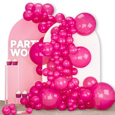 PartyWoo Balloons Pearl Hot Pink Magenta Fuchsia Dark 18 12 10 5 Inch 142 pcs