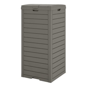 SEVOBAL 31 Gallon Outdoor Trash Can Garbage Can with Lid Waterproof Resin Garbage Patio Waste Bin Garden Backyard Deck, Beige, 16.1"*16.26"*33.86" - 1 of 4