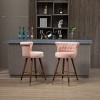 Tufted Velvet Barstools,Swivel Button Tufted Bar Chairs with Nailheads Trim,Swivel Counter Height Barstools with Backs Set of 2-Cuddlewood - 3 of 4