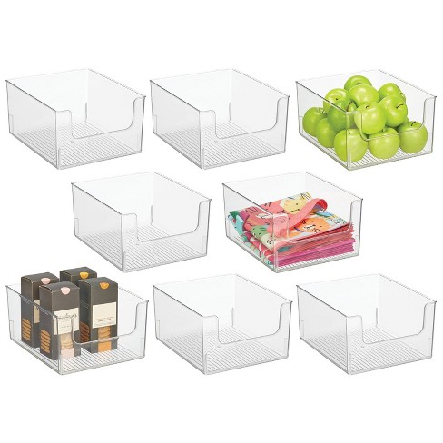 mDesign Kitchen Plastic Storage Organizer Bin with Open Front - 8 Pack - Clear