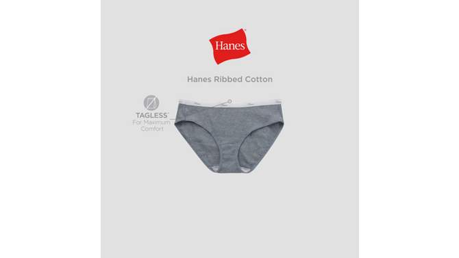 Hanes Women's 6pk Cotton Ribbed Heather Hipster - Assorted, 6 of 6, play video