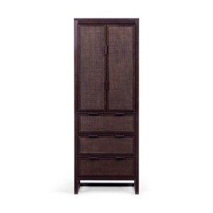 Teamson Home Hatteras Linen Cabinet with Drawers & 2 Rattan Inlay Doors with Adjustable Shelf - 1 of 4