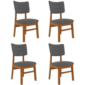 Set of 4 Upholstered Dining Chairs Wooden Kitchen Chairs  Mid Century Modern Dining Room Chair, Brown+Gray-ModernLuxe - 1 of 4