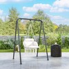 Outsunny Hanging Hammock Chair, Cotton Rope Macrame Swing Chair with Large Cushion, Chain, Steel Frame for Indoor Outdoor Patio Balcony - 3 of 4