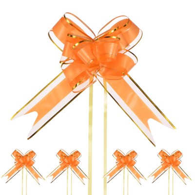 Unique Bargains Plastic Gold Edge Satin Decorations Gift Wrap Bows Pull Bows 10 Pcs