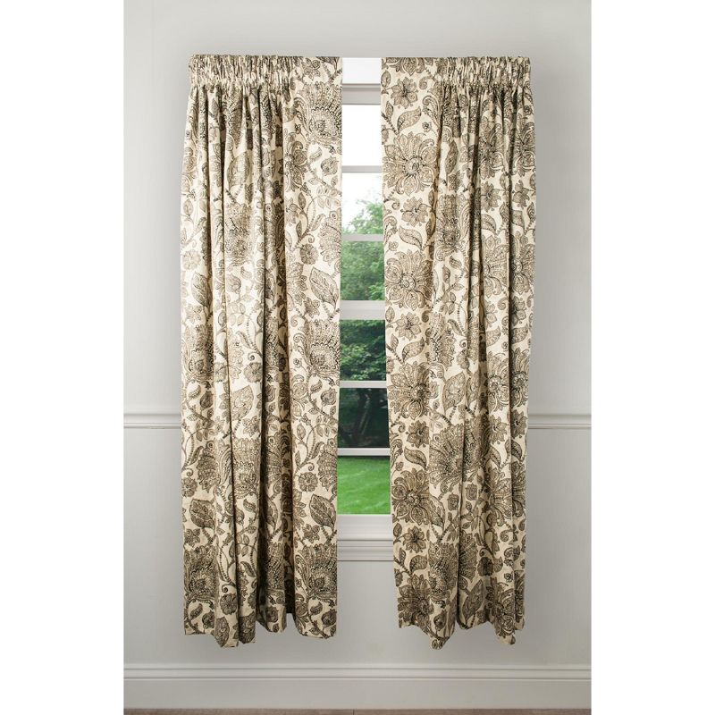 Ellis Curtain Swirling Print Florence Lined Window Tailored Panel - 50 x 84, Black, 3 of 4