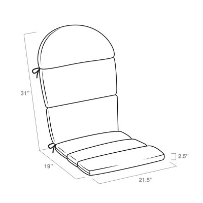 Ink Charcoal Black Outdoor Adirondack Chair Cushion with Recycled Fabric