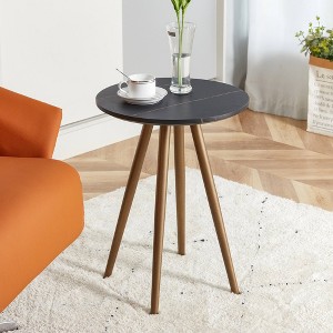 Modern Minimalism Black Faux Marble End&Side Table, Small Accent Coffee Table,Round - 1 of 4
