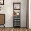 Itopfox 4-Tier Freestanding Wine Rack with Tabletop, Glass Holder, Storage Drawer for Liquor & Glasses, Industrial Style Bar Cabinet for Living Room - 3 of 4